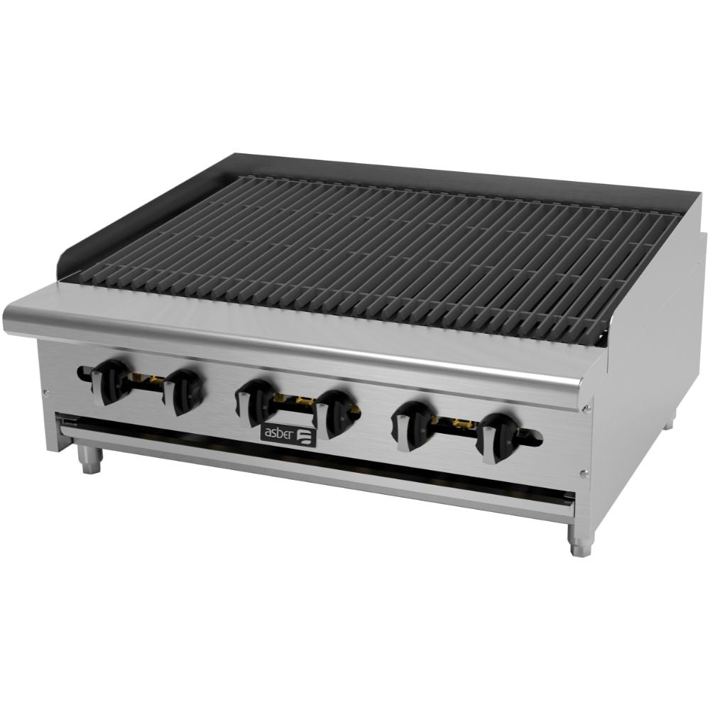 Asador Asber AERB-36, en acero inoxidable.