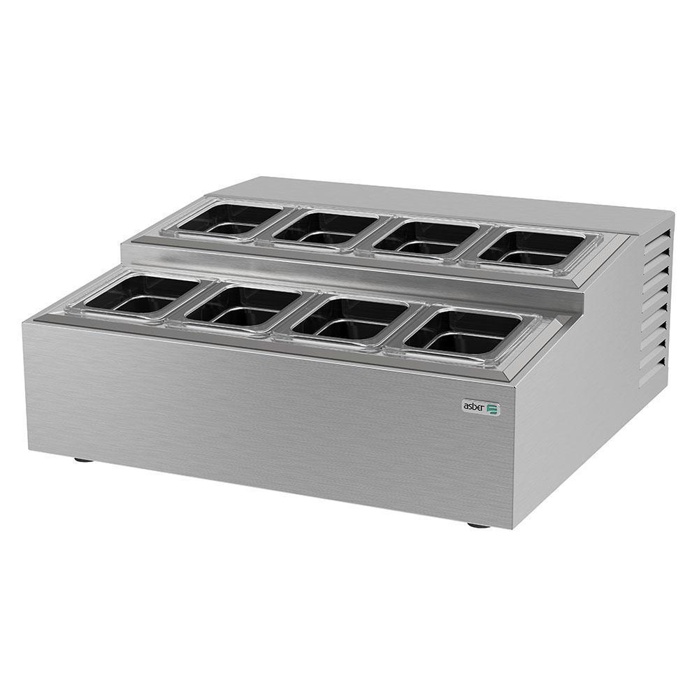 Los mejores equipos para aumentar la calidad y desempeño de tu negocio mantén tus alimentos frescos por más tiempo con Asber ATC-4+4 Topping Refrigerado Mostrador 8 Insertos. Ideal para restaurante, cocina industrial, comedor industrial, banquetes, fonda, cenaduria, lavado, etc. KitchenMax.Store. Envíos seguros a todo México. Cotiza hoy mismo.