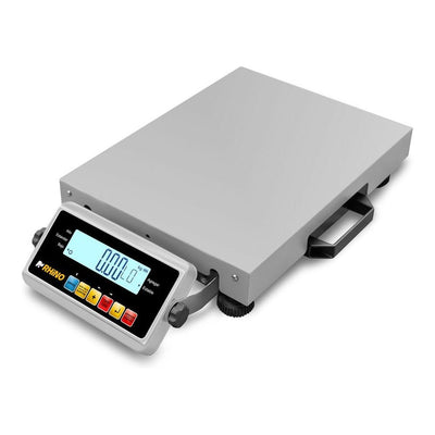 Báscula Rhino BAPAQUE-150, capacidad máxima 150 kg, en acero inoxidable.