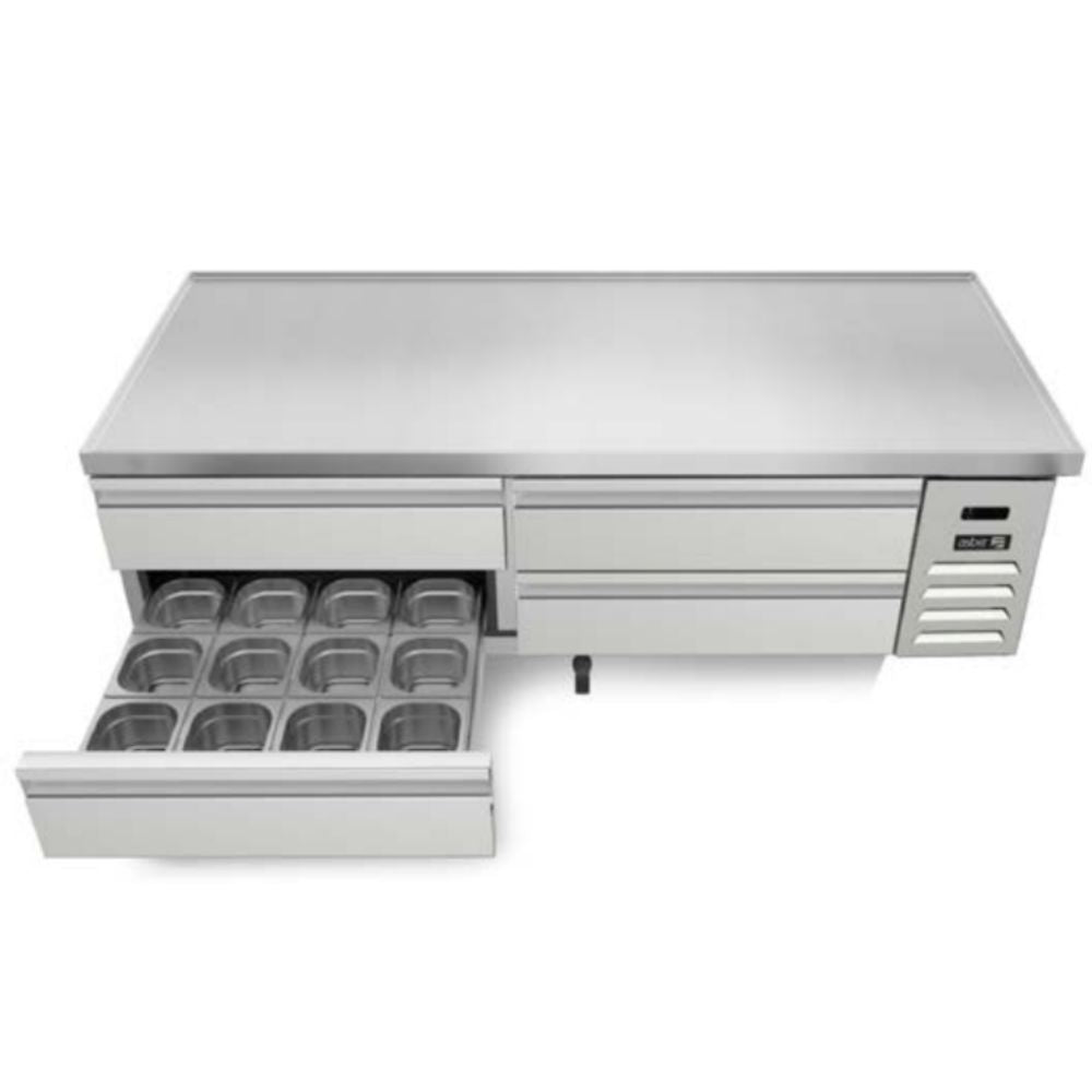 Base Refrigerada Asber ACBR-72 Hc, en acero inoxidable.