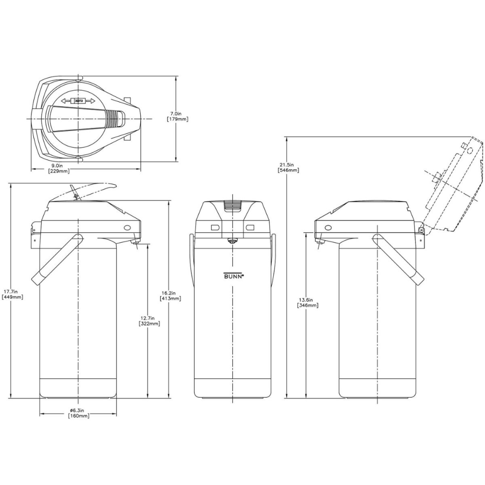 Bunn Airpot SST LA Termo 3.8 Litros Caja 6 Piezas - - Bunn - KitchenMax Store