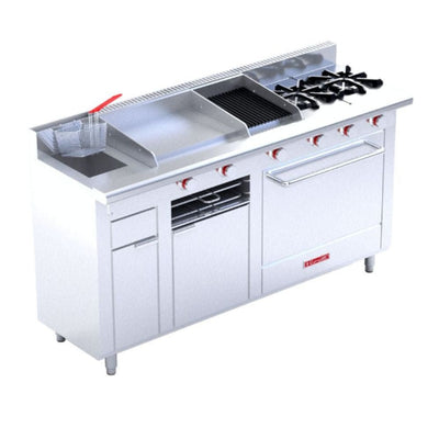 CORIAT MÚLTIPLE PETIT | Estufa | 2 Quemadores | Asador Plancha Freidor Gratinador Horno | Gas | Restaurante Cafetería Lonchería Fonda Cenaduría Pastelería