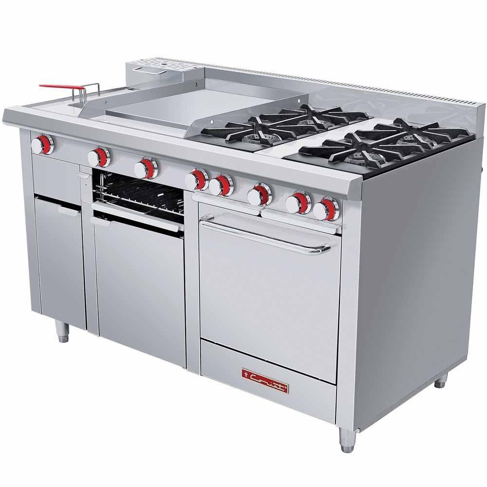 ESTUFA CORIAT MULTICHEF MASTER DE PISO | Estufa | 4 Quemadores | Plancha Freidor Horno Gratinador | Gas | Hotel Restaurante Comedor Industrial Cafetería Bar Puesto Comida Hospitales Preparación Alimentos Negocios Comida Parrilla Uso Rudo Bistró Hostelería Comisariatos