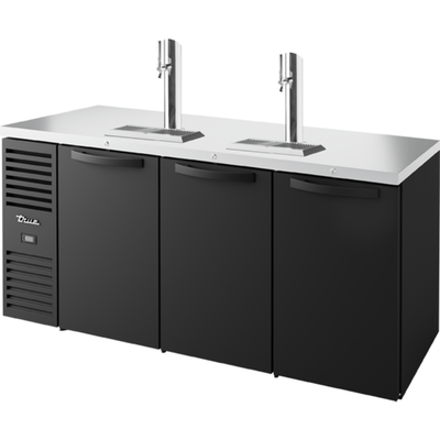 DISPENSADOR DE CERVEZA TRUE TDR72-RISZ1-L-B-SSS-1 | Dispensador de Cerveza Refrigerado | Sistema de Refrigeración a la Izquierda | Puertas Batientes Negras | para Restaurante Cervecería Pub