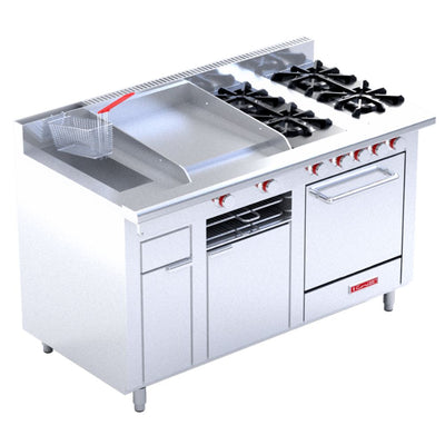 ESTUFA CORIAT MULTICHEF MASTER TURBO DE PISO | Estufa | 4 Quemadores | Plancha | Freidora | Horno | Gas | Hotel Restaurante Comedor Hotel Industrial Cocinas Fondas Restaurantes Cenadurías Comedores Industriales Preparación de Alimentos Cocción