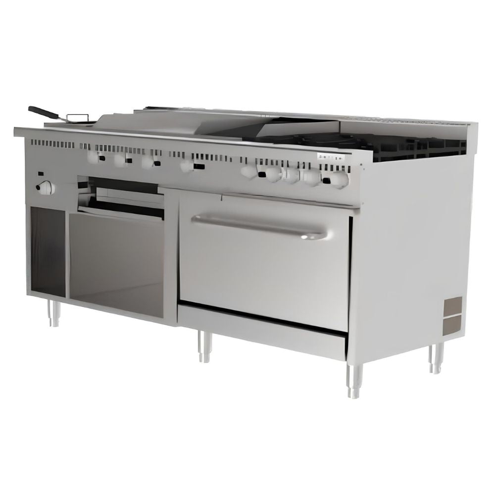 ESTUFA IMBERA 1029156 ESTP-M6G | Estufa Mixta a Gas | Acero Inoxidable | Cocina Industrial Restaurante Bistró Cafetería Hospital Local Plaza comercial Dark Kitchen Parrilla Hospital Hotel Cafetería Puesto Bar Panadería Chocolatería Ilustrativa