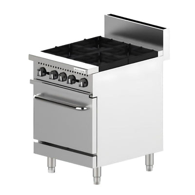 ESTUFA IMBERA 1029159 EHGP-4Q | Estufa con Horno a Gas | Acero Inoxidable | Cocina Industrial Restaurante Bistró Cafetería Hospital Local Plaza comercial Dark Kitchen Parrilla Hospital Hotel Cafetería Puesto Bar Panadería Chocolatería Ilustrativa