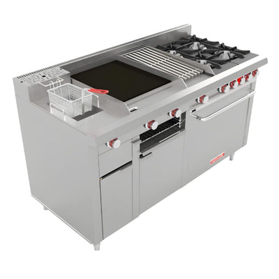 ESTUFA CORIAT MÚLTIPLE MASTER TURBO DE PISO | Estufa | 4 Quemadores | Asador | Freidora | Plancha | Horno | Gas | Hotel Restaurante Comedor Hotel Industrial Cocinas Fondas Restaurantes Cenadurías Comedores Industriales Preparación de Alimentos Cocción