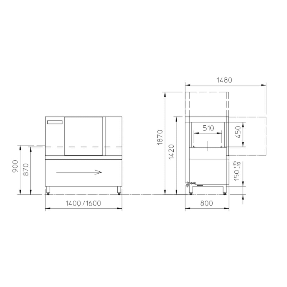 LAVAVAJILLAS WINTERHALTER 181V0025/6 CTR L 230V MX GASTRONOM | Lavavajillas Tren Compacto | Acero Inoxidable | Colegios Caterings Hoteles
