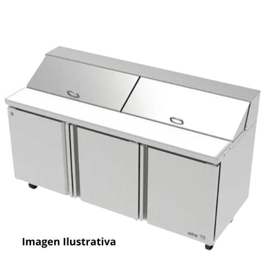 MESA REFRIGERADA ASBER APTS-72-18 P HC 19111127 | Mesa De Preparación Con Refrigerante | Acero Inoxidable | 3 Puertas | Restaurante Cocinas Industriales Cafeterías Restaurante Supermercado Guarniciones Comedores Industriales Cocinas Industriales Panadería Carnicería Preparación Sushi Postres Ensaladas Baguettes mesa de preparación refrigerada cocina industrial mobiliario para restaurantes mesa de preparación con insertos gastronorm acero inoxidable Cafetería.