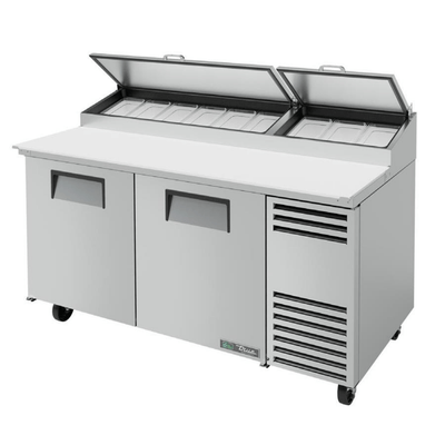 MESA TRUE TPP-AT-67-HC | Mesa Preparación | 2 Puertas Solidas | Gris | 4 Estantes | Cocina Hotel Restaurante | Preparacion Elaboracion Trabajo Ingredientes Alimentos Sandwiches Pizza Ensaladas Ensaladera Canapes Mariscos Cocina Buffet Restaurante Industrial Subway Pizzeria