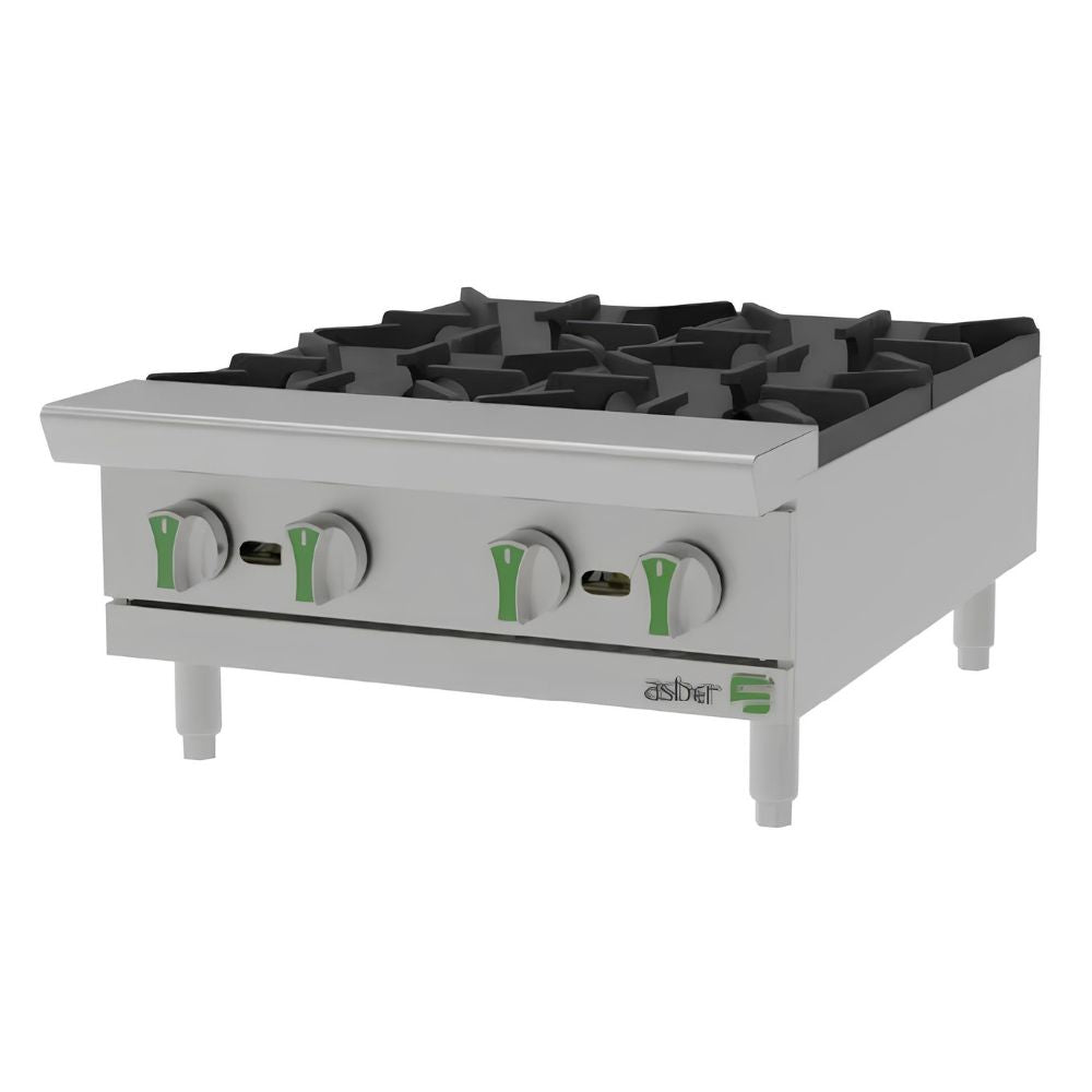 PARRILLA ASBER AEHP 4 24 EM | Gas | 4 Quemadores | Acero Inoxidable | Restaurante Cafetería Cocina Industrial Hoteles Hospitales Comida rápida Bares con Cocina Catering
