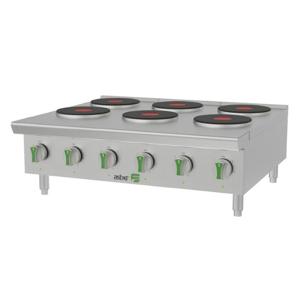 PARRILLA ASBER AEHP E 6 36 EM | Parrilla Eléctrica EMERALD LINE | 6 Placas Redondas | Restaurante Cafetería Cocinas Fondas Restaurantes Cenadurias Comedores Industriales Preparación de Alimentos Cocción