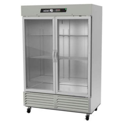 Refrigerador Asber ARR-49-G-H Hc, refrigerador exhibidor vertical, en acero inoxidable.