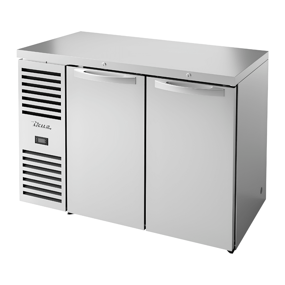 Refrigerador Bajo Barra True TBR48-RISZ1-L-S-SS-1, en acero inoxidable.