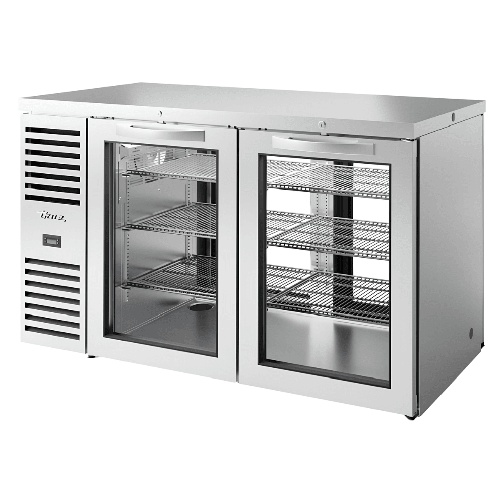 Refrigerador Bajo Barra True TBR60-PTSZ1-L-S-GG-GG-1, en acero inoxidable.