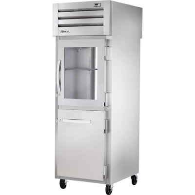 REFRIGERADOR TRUE STR1RPT-1HG/1HS-1G-HC | Refrigerador Vertical | 2 Medias Puertas Combinadas | Acero Inoxidable Aluminio | Restaurante Cocina Industrial Panadería Restaurante Lácteos Industrial Cocina Cremería Comercios Insumos Carnicería Hotel Panadería Refresquero Latas Bar Abarrotes