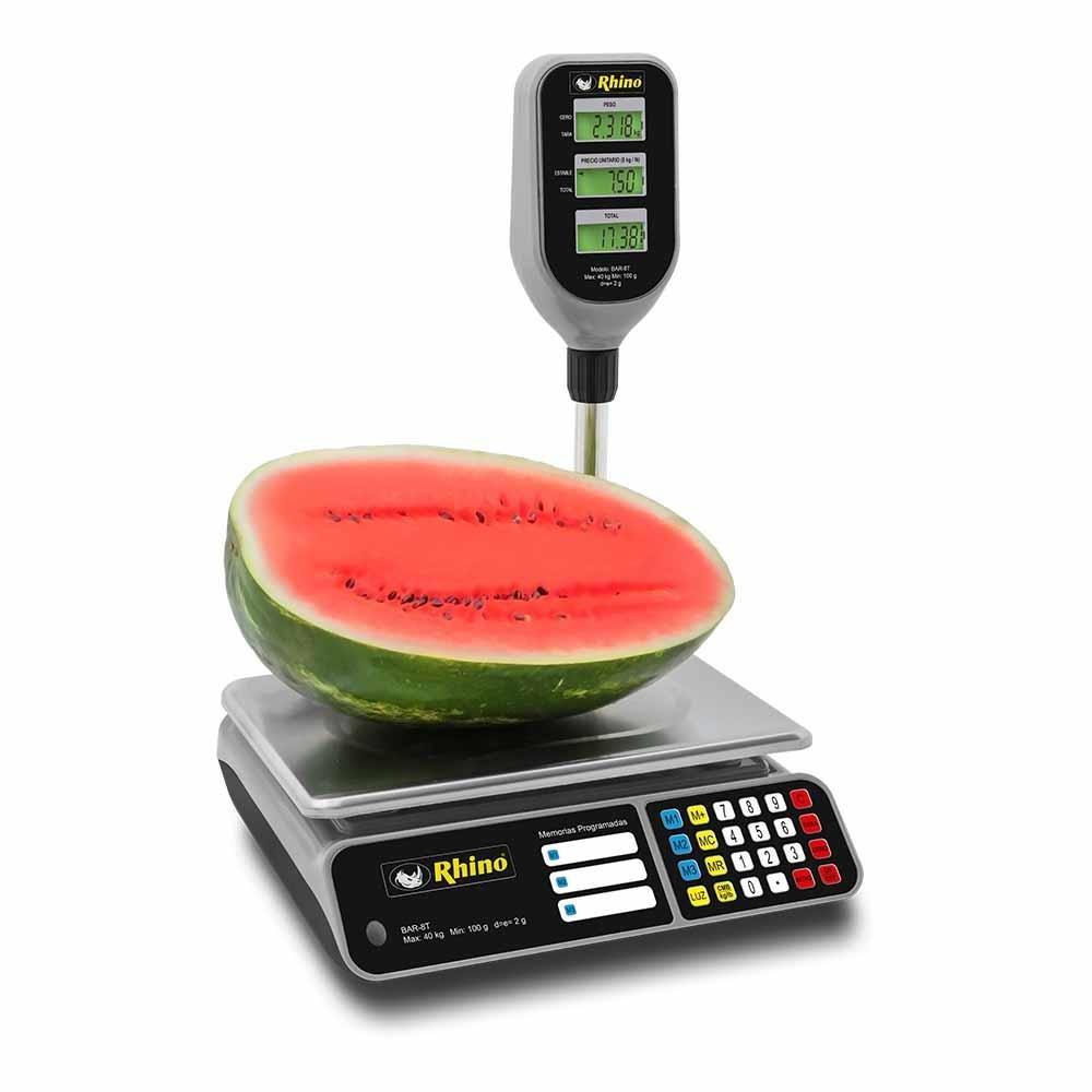 Rhino BAR-8T Bascula Mostrador Pantalla Backlight 40 kg Sobre Mostrador Recepción Pesar Cobrar Báscula para Fruteria Verduleria Tienda Negocio Cremeria. Ideal para pesar, tianguis, frutas, verduras, casa, restaurante, carnicería, cremería, cocina, comedor industrial, negocio, carnes, tienda, etc. KitchenMax.Store. Envíos seguros a todo México. Cotiza hoy mismo.