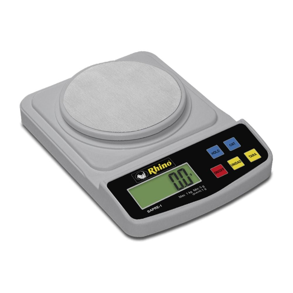 Rhino BAPRE-1 Bascula Precision 1 Kg Báscula Precisión Bolsillo Objetos Pequeños Para Clavos Anillos Especias Peso en Gramos. Ideal para pesar, hogar, casa, restaurante, bolsillo, cremería, cocina, cosas pequeñas, negocio, carnes, tienda, etc. KitchenMax.Store. Envíos seguros a todo México. Cotiza hoy mismo.