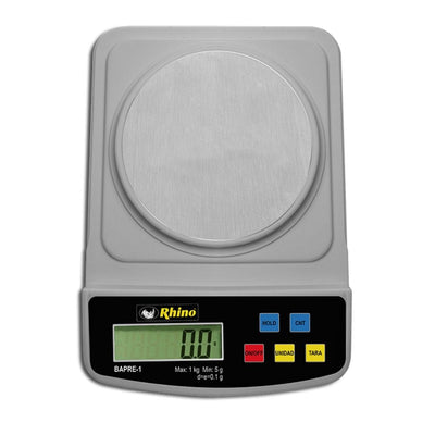 Rhino BAPRE-1 Bascula Precision 1 Kg Báscula Precisión Bolsillo Objetos Pequeños Para Clavos Anillos Especias Peso en Gramos. Ideal para pesar, hogar, casa, restaurante, bolsillo, cremería, cocina, cosas pequeñas, negocio, carnes, tienda, etc. KitchenMax.Store. Envíos seguros a todo México. Cotiza hoy mismo.