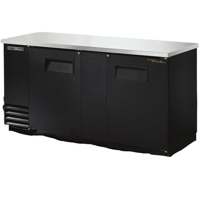 TRUE TBB-3-HC Refrigerador Contrabarra 2 Puertas Solidas Iluminacion Cuerpo Acero Inoxidable Negro - - true - KitchenMax Store