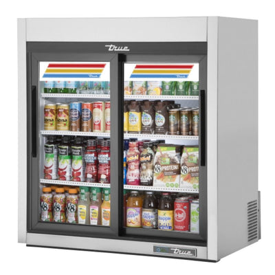True GDM-09-SQ-S-HC-LD Refrigerador Exhibidor Vertical Minibar 2 Puertas Cristal 3 Parrillas - - True - KitchenMax Store