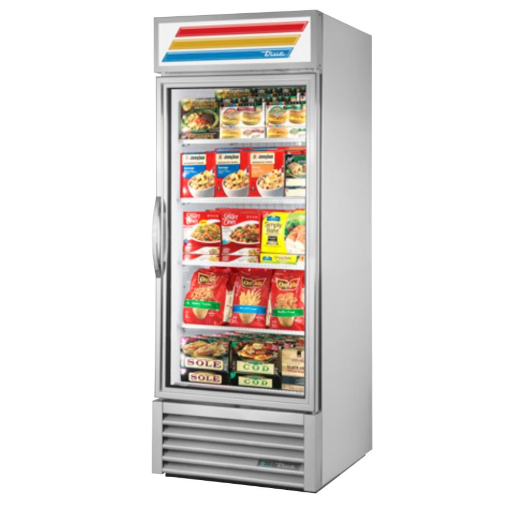 True GDM-26F-HC~TSL01 Congelador Exhibidor Vertical 1 Puerta Cristal 4 Parrillas - - True - KitchenMax Store