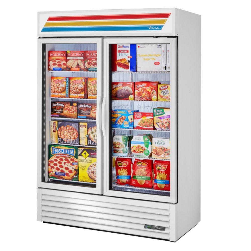 True GDM-49F-HC~TSL01 Congelador Exhibidor Vertical 2 Puertas Cristal 8 Parrillas - - True - KitchenMax Store