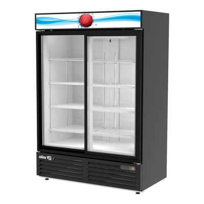 Asber ARMD-47-SD HC Refrigerador Vertical 2 Puertas Cristal 8 Parrillas Acero Cubierto Vinil Negro - Refrigeradores - Asber - KitchenMax Store