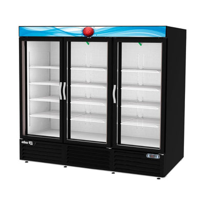 Asber ARMD-72 HC Refrigerador vertical 3 Puertas Cristal 12 Parrillas Acero Cubierta Vinil Negro - Refrigeradores - Asber - KitchenMax Store