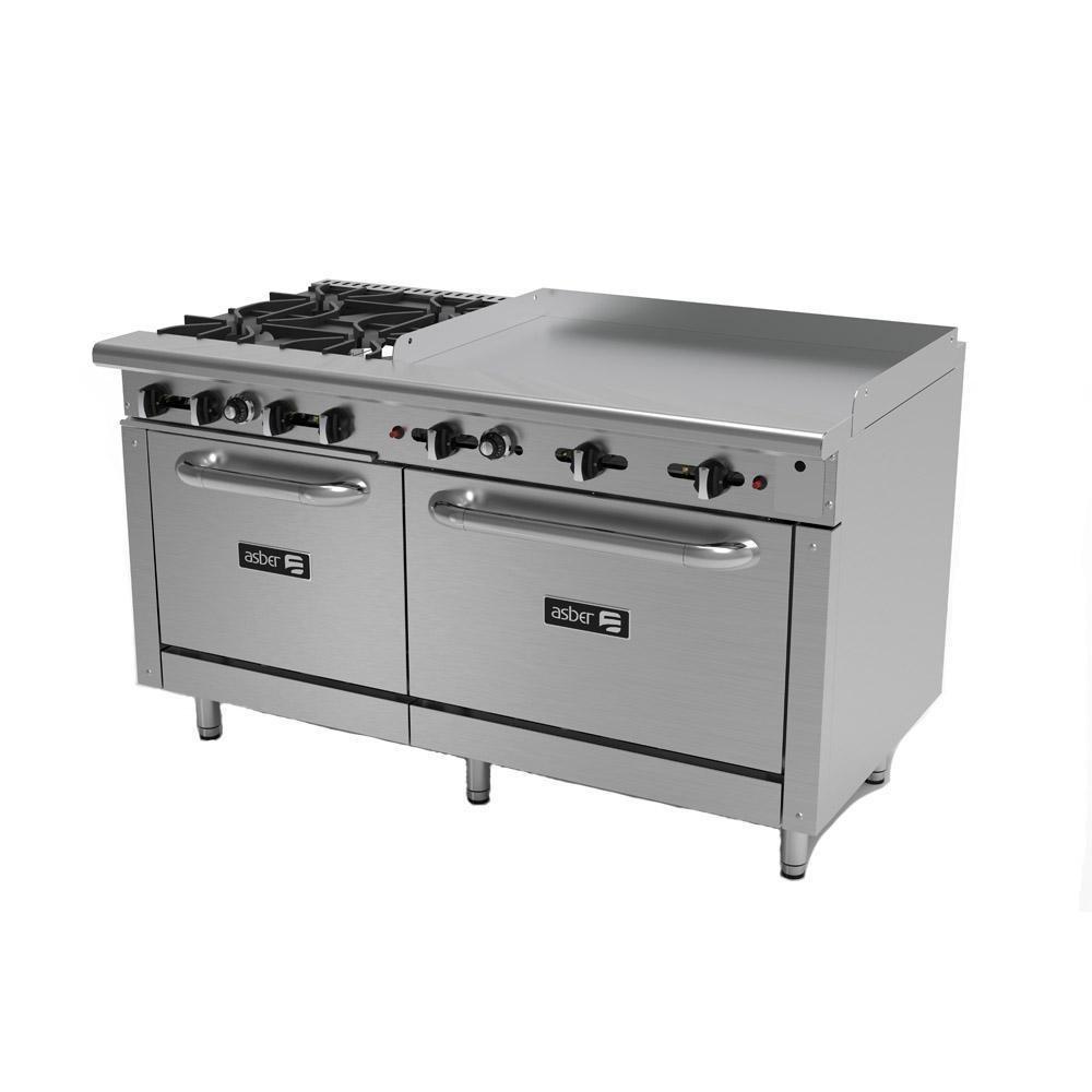 Asber Aemr-2-G36-B4-60-H Estufa Maestra Parrilla 4 Quemadores Abiertos Plancha 2 Hornos para Restaurante Negocios de Alimentos Cocinas Fondas Restaurantes Cenadurias Comedores Industriales Preparación de Alimentos Coccion. KitchenMax.Store. Envíos seguros a todo México. Cotiza hoy mismo.