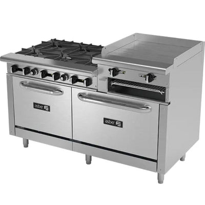 Asber Aemr-2-Rg24-B6-60-H 6 Estufa Maestra 6 Quemadores Abiertos Plancha Doble Horno Gratinador para Restaurante Cocina Industrial Cocinas Fondas Restaurantes Cenadurias Comedores Industriales Preparación de Alimentos Coccion. KitchenMax.Store. Envíos seguros a todo México. Cotiza hoy mismo.