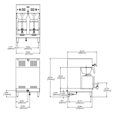 CAFETERA PERCOLADORA DUAL BUNN DUAL,120/240V 3S MECH SF | Cafetera Percoladora Dual | para Cafeteria Barra Cafe Hotel