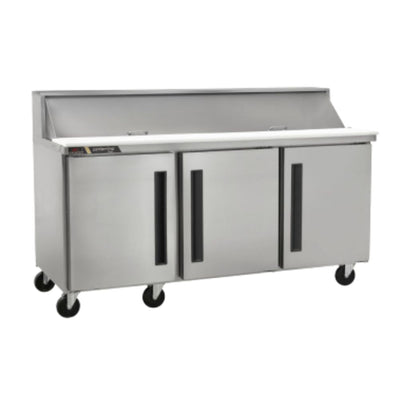 Centerline CLPT-7220-SD-LRR 72” Mesa Preparacion 3 Puertas Solidas Abertura Izquierda Derecha 184.1 cm - - Centerline - KitchenMax Store