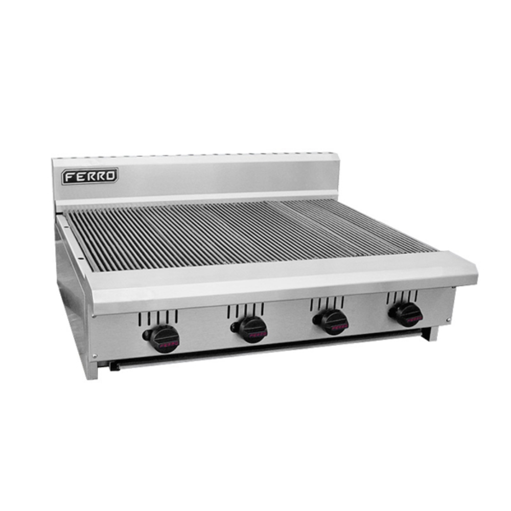 Ferro FR-A36C 23151109 Asador 36" de Mesa Acero Inoxidable Gas Cocina Restaurante Industrial Carne Pollo Hamburguesas Verduras Hotel Parrilla Taquiza Envíos seguros a todo México. Cotiza hoy mismo. KitchenMax.Store