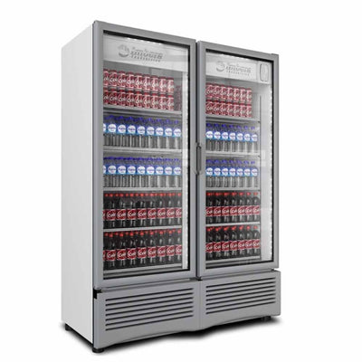 Imbera G342 2P 1023306 Refrigerador Vertical con 2 Puertas de Cristal, 10 Parrillas y 41.24 Pies - 1167.9 Litros de capacidad. Con iluminación LED, Cuerpo esmaltado Gris - Refrigeradores Verticales - Imbera - KitchenMax Store