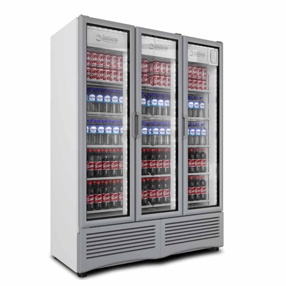Imbera G342 3P 1023825 Refrigerador Vertical con 3 Puertas de Cristal, 10 Parrillas y 41.24 Pies - 1167.9 Litros de capacidad. Con iluminación LED, Cuerpo esmaltado Gris - Refrigeradores Verticales - Imbera - KitchenMax Store