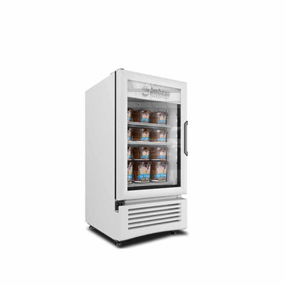 Imbera Vf04 1014904 Congelador Vertical con 1 Puerta de Cristal, 3 Parrillas y 4 Pies - 107.4 Litros de capacidad. Con iluminación LED, Cuerpo esmaltado Gris - Congeladores Verticales - Imbera - KitchenMax Store