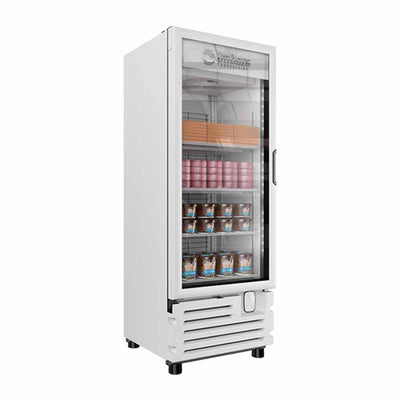 Imbera Vfs24 1014556 Congelador Vertical con 1 Puerta de Cristal, 5 Parrillas y 24 Pies - 404 Litros de capacidad. Con iluminación LED, Cuerpo esmaltado Gris - Congeladores Verticales - Imbera - KitchenMax Store