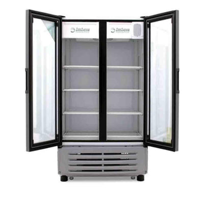 Imbera Vr19 1023803 Refrigerador Vertical con 2 Puertas de Cristal, 8 Parrillas y 12.57 Pies - 356 Litros de capacidad. Con iluminación LED, Cuerpo esmaltado Gris - Refrigeradores Verticales - Imbera - KitchenMax Store