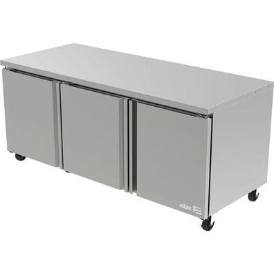 Asber AUTR-72 HC Mesa Refrigerada Bajo Barra 3 Puertas Solidas 6 Parrillas Acero Inoxidable - Mesa Fría - Asber - KitchenMax Store
