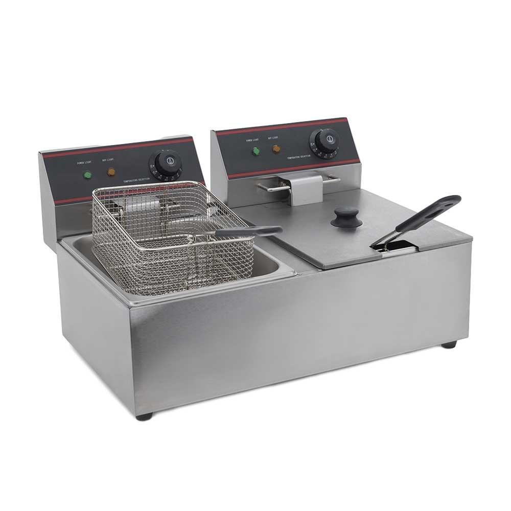 Migsa Ckef2Lts4 Freidora Eléctrica 2 Tinas 4 Lts. Termostato Acero Inoxidable 120 V - Freidores - Migsa - KitchenMax Store
