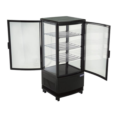 Migsa Rt-78L 2R Refrigerador De Exhibición Panorámica vertical con 2 Puertas de cristal curvo, 3 Parrillas y 3.03 Pies - 86 Litros de capacidad. Con iluminación LED, Cuerpo esmaltado Negro - Refrigeradores - Migsa - KitchenMax Store