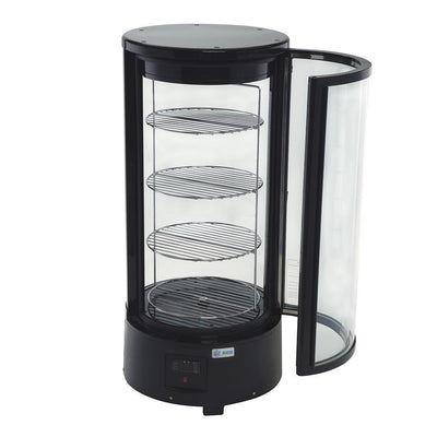 Migsa Rtc-72L Refrigerador Circular vertical con 1 Puerta abatible, 4 Parrillas Giratorias y 2.5 Pies - 72 Litros de capacidad. Con iluminación LED, Cuerpo esmaltado Negro - Refrigeradores - Migsa - KitchenMax Store