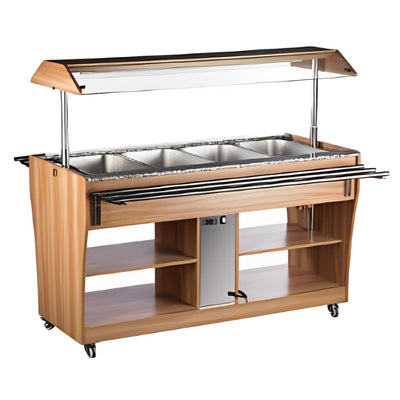 Migsa RTR-1490L Mesa Bufetera Caliente Movil 4 Insertos Enteros - - Migsa - KitchenMax Store