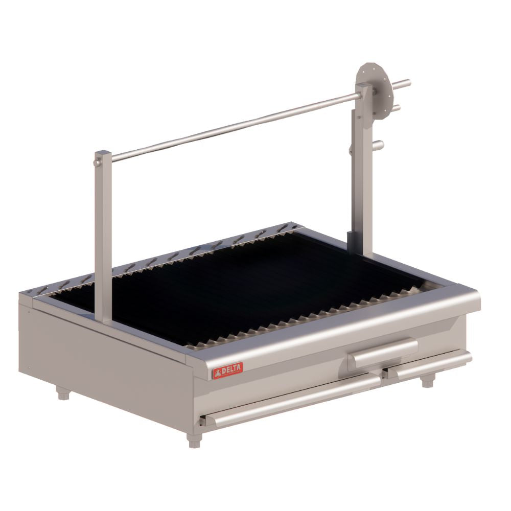 ASADOR DELTA ASR-ARG  | Asador 91.5 CM | Carbón | Charola Recolectora | Recolector de Grasa | Manivela Ejes |  Carnes Vegetales Alimentos