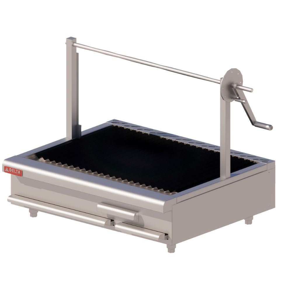 ASADOR DELTA ASR-ARG  | Asador 91.5 CM | Carbón | Charola Recolectora | Recolector de Grasa | Manivela Ejes |  Carnes Vegetales Alimentos