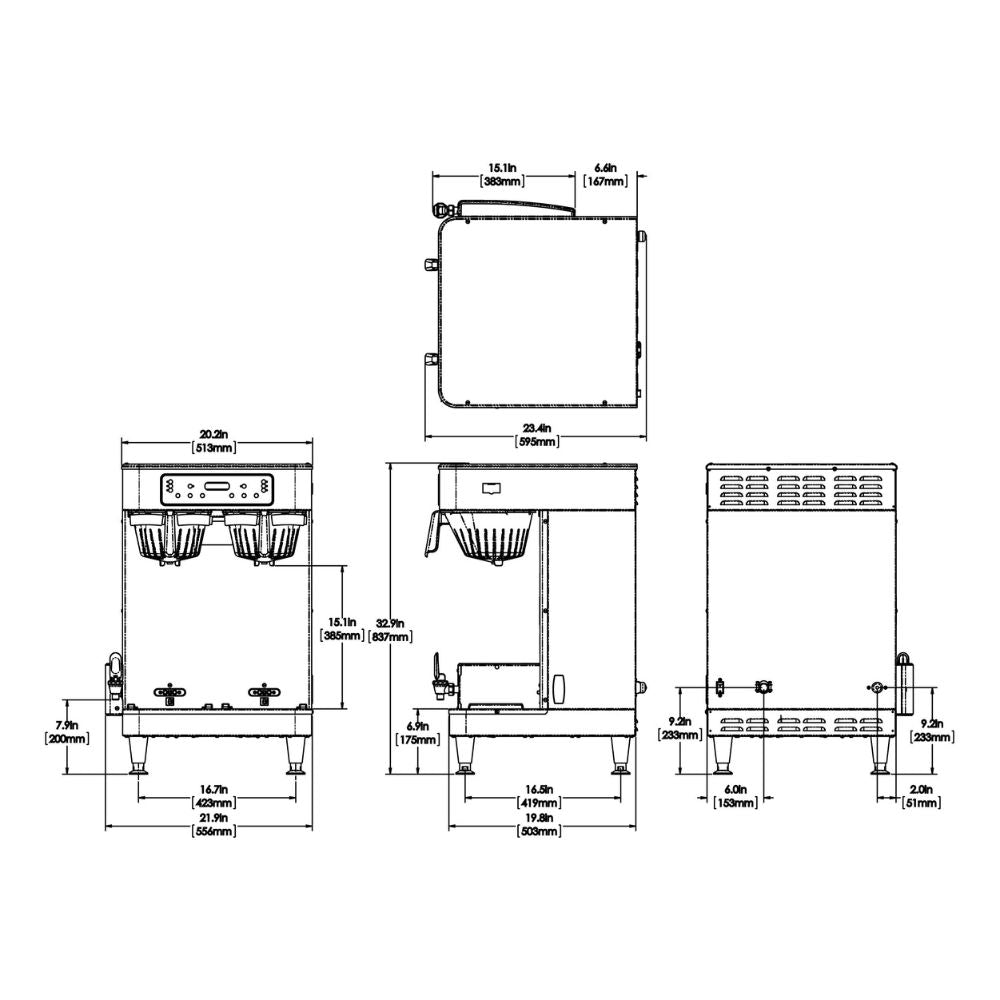 Cafetera Bunn Icb Twin Sh 120/240V Sst 51200.0100, cafetera infusión series twin, en acero inoxidable.