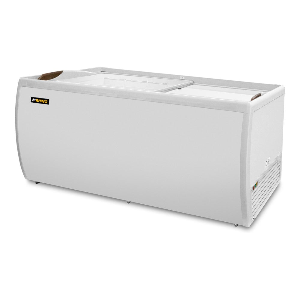 CONGELADOR RHINO CONGECRI-16P | Congelador Horizontal Tapa de Cristal | Capacidad 16 Pies Cúbicos | Función Dual -28 °C a 5 °C | Carnicería Supermercado Heladería