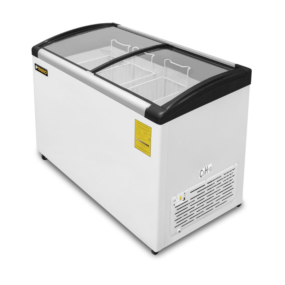 Congelador Rhino CONGECRI-10C, congelador tapa de cristal curva.